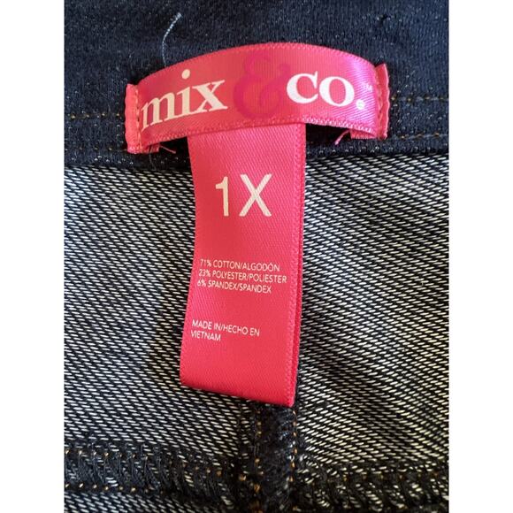 Mix & Co. Jegging Women's 1X Blue Faux Denim Knit Pull On Stretch Legging NEW - Picture 8 of 11